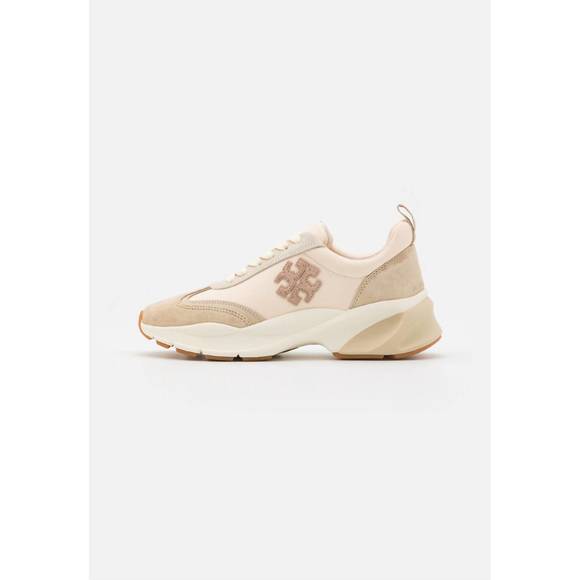 NEW TORY BURCH women's good luck trainer sneaker in french pearl dulche de leche - Picture 1 of 4